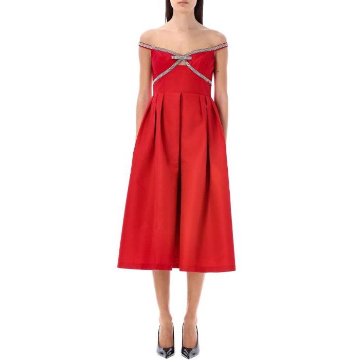 셀프포트레이트 원피스 셀프 활 장식 미디 드레스 24SS RS24030MR0 RED