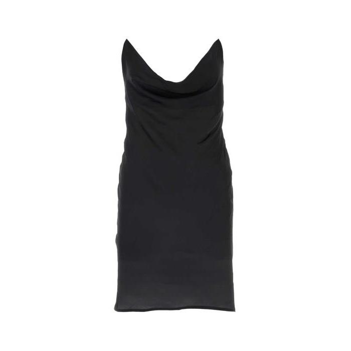 와이프로젝트 원피스 Y PROJECT 브이 넥 러플 새틴 미니 드레스 24SS 102DR005F481 BLACK