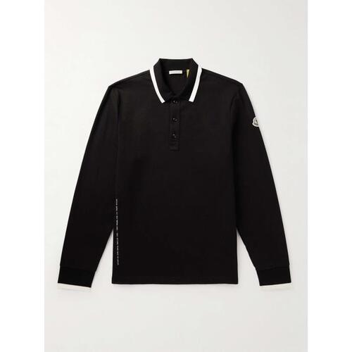 몽클레어 블랙 FRGMT` HIROSHI` 로고 프린트 코튼 져지 폴로 Shirt,MONCLER 지니어스 22FW Black
